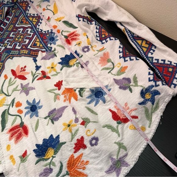 Johnny Was Biya Embroidered Hooded Cardigan White Floral Large Women’s - Picture 15 of 15